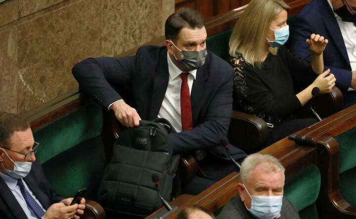 poseł Łukasz Mejza w ławie sejmowej / autor: fotoserwis PAP
