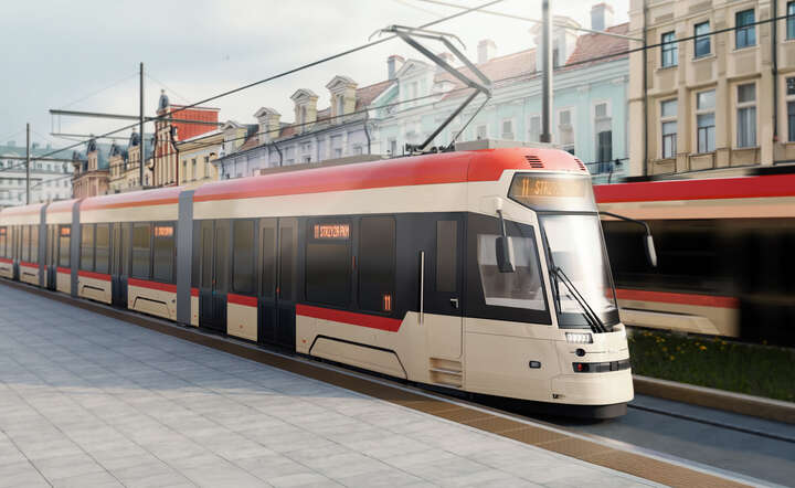 Tramwaj Pesa model Twist 3.0 o długości prawie 49 m pomieści 321 pasażerów. WIZUALIZACJA  / autor: materiały prasowe Pesa Bydgoszcz