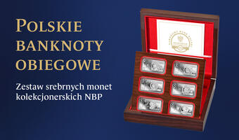 Zestaw srebrnych monet kolekcjonerskich NBP „Polskie banknoty obiegowe”