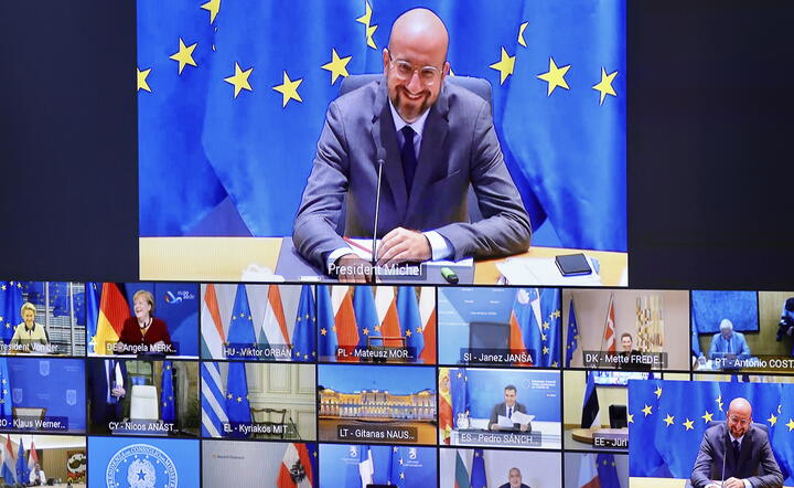 Charles Michel podczas wideokonferencji / autor: PAP/EPA