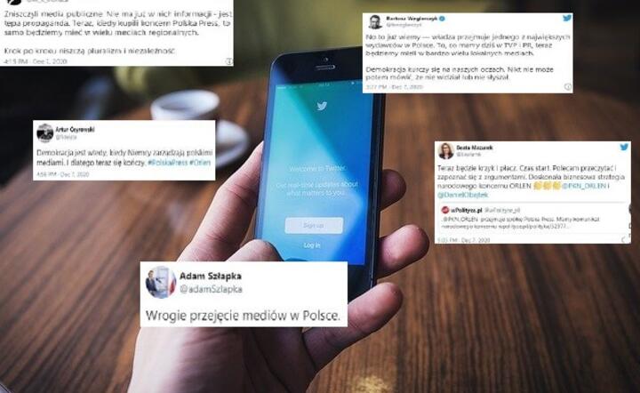 Twitter i Orlen o Polska Press / autor: Pixabay, Fratria