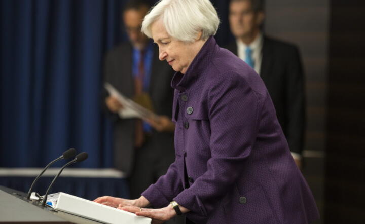 Prezes Fed Janet Yellen na konferencji po obradach Fed, fot. PAP/EPA/JIM LO SCALZO