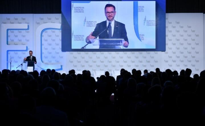 Waldemar Buda, minister rozwoju i technologii, podczas Europejskiego Kongresu Finansowego / autor: PAP/Adam Warżawa