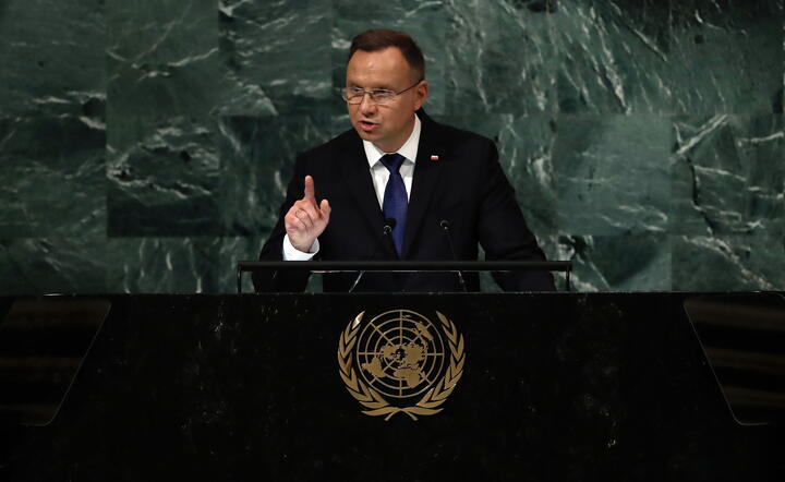 Andrzej Duda przemawia w ONZ / autor: PAP/EPA