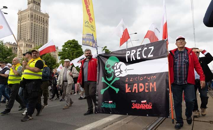 Demonstracja NSZZ Solidarność przeciw Zielonemu Ładowi w Warszawie, 10 maja 2024 r.  / autor: Fratria / Andrzej Wiktor