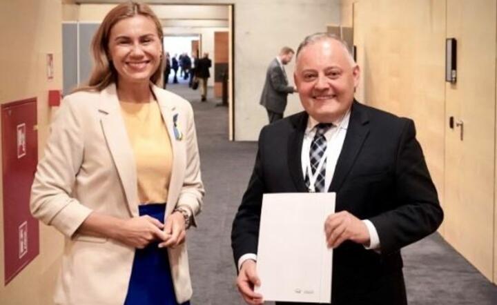 Wojciech Dąbrowski, prezes PGE i Kadri Simson, komisarz UE ds. Energii / autor: Twitter/PGE