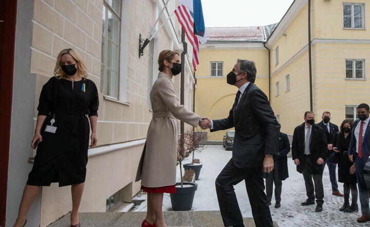 Premier Estonii Kaja Kallas wita Antony'ego Blinkena / autor: PAP/EPA