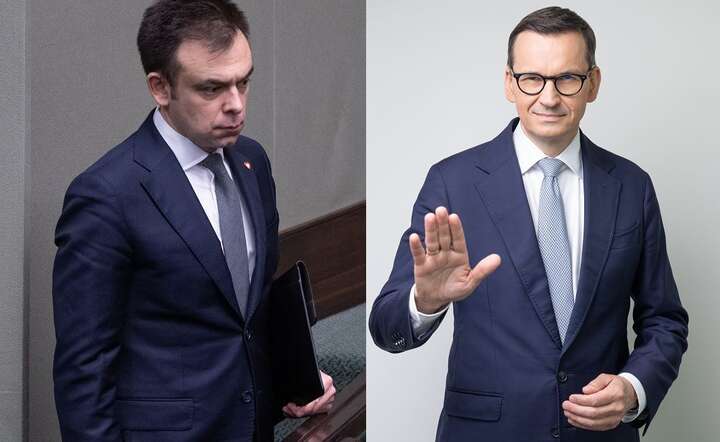 Były premier Mateusz Morawiecki (P) i obecny minister finansów Andrzej Domański (L) / autor: Fratria x 2