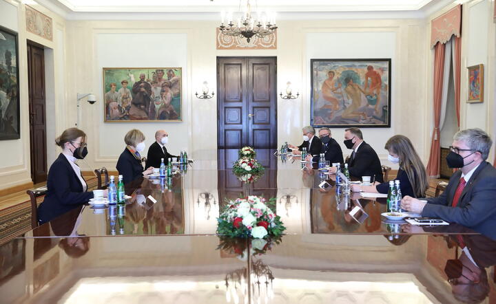 Spotkanie Andrzeja Dudy i sekretarz generalnej OBWE, Helgi Schmid / autor: PAP