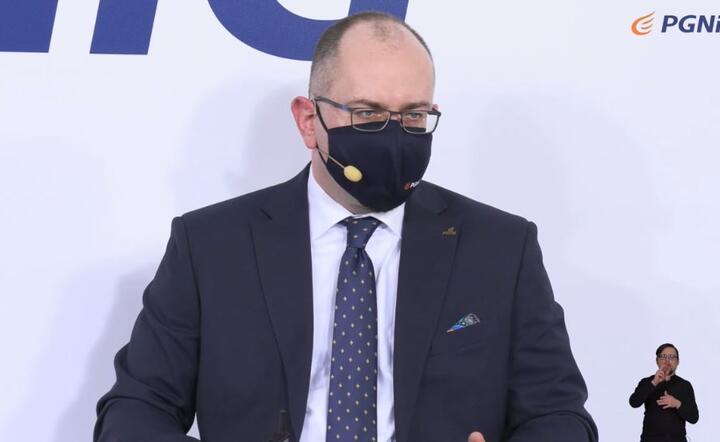 Paweł Majewski, prezes PGNiG podczas telekonferencji wynikowej  / autor: Fratria 