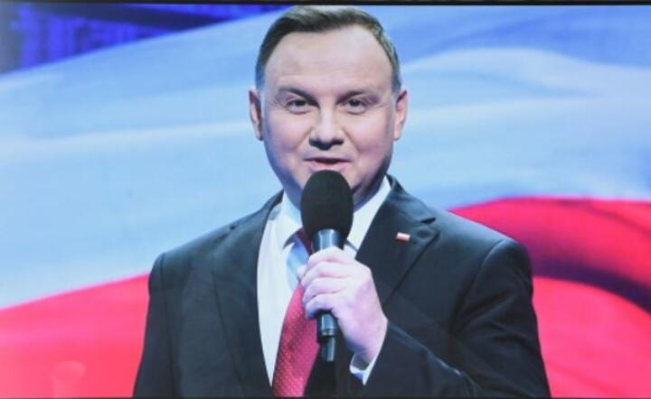 Transmisja konwencji programowej prezydenta Andrzeja Dudy, 1 bm. w Szeligach. / autor: PAP/Radek Pietruszka
