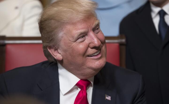 Prezydent Donald Trump na Kapitolu podczas uroczystości zaprzysiężenia, fot. PAP/EPA/J. Scott Applewhite 