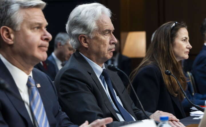 Szef CIA William Burns (C) w Senacie USA, 11 marca 2024 / autor: PAP/EPA/JIM LO SCALZO