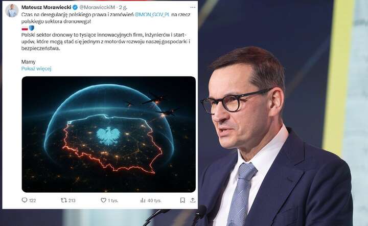 Były premier Mateusz Morawiecki zaproponował „okrągły stół” dla ochrony polskiego nieba / autor: Fratria / AW + X @MorawieckiM
