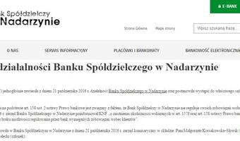 KNF zawiesza działalność Banku Spółdzielczego  w Nadarzynie