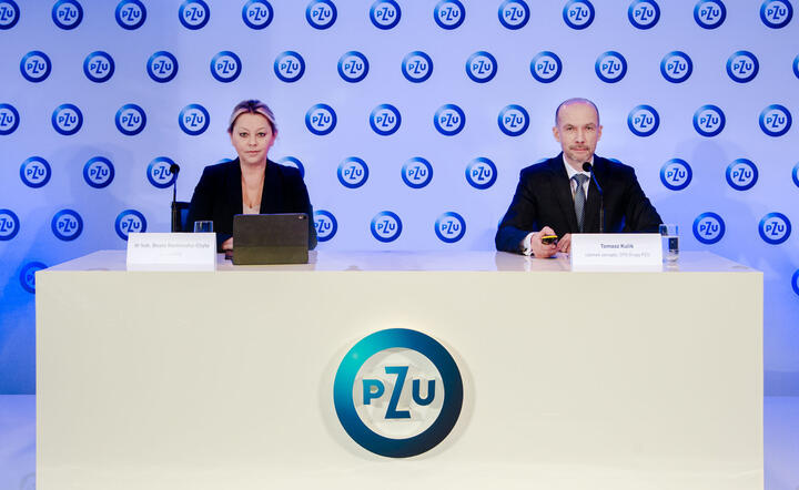 dr hab. Beata Kozłowska-Chyła, prezes PZU, Tomasz Kulik, członek zarządu, CFO Grupy PZU