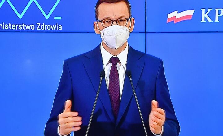  Premier Mateusz Morawiecki podczas konferencji prasowe / autor: PAP/Radek Pietruszka