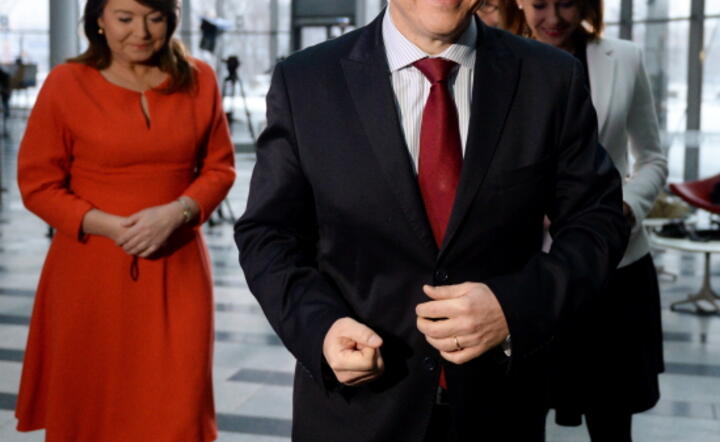 Nowy prezes TVP Jacek Kurski w siedzibie firmy przy ul. Woronicza, Fot. PAP/Radek Pietruszka