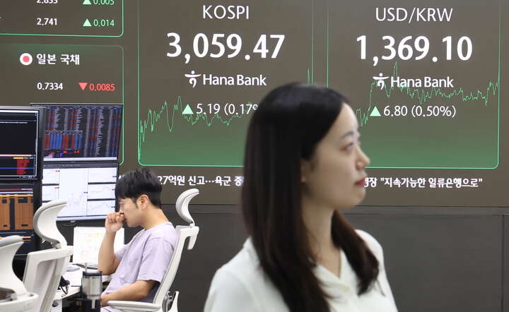 W godzinach porannych spada większość rynków azjatyckich. Na zdjęciu dealing room koreańskiego Hana Bank  w Seulu / autor: PAP/ EPA/YONHAP