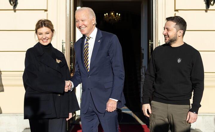 Joe Biden, Ołena Zełenska i Wołodymyr Zełenski / autor: PAP/EPA