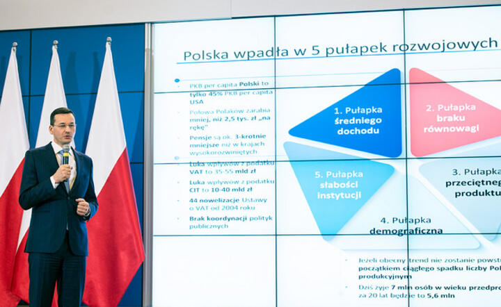 Wicepremier Mateusz Morawiecki na prezentacji "Plan na rzecz odpowiedzialnego rozwoju" fot. KPRM