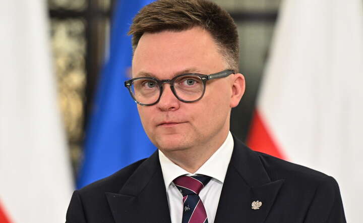 Marszałek Sejmu Szymon Hołownia podczas konferencji prasowej w Sejmie w Warszawie / autor: PAP/ Radek Pietruszka