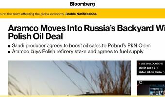 Bloomberg o fuzji Orlenu i Lotosu: Rosja straci w Polsce dominację na dostawy ropy