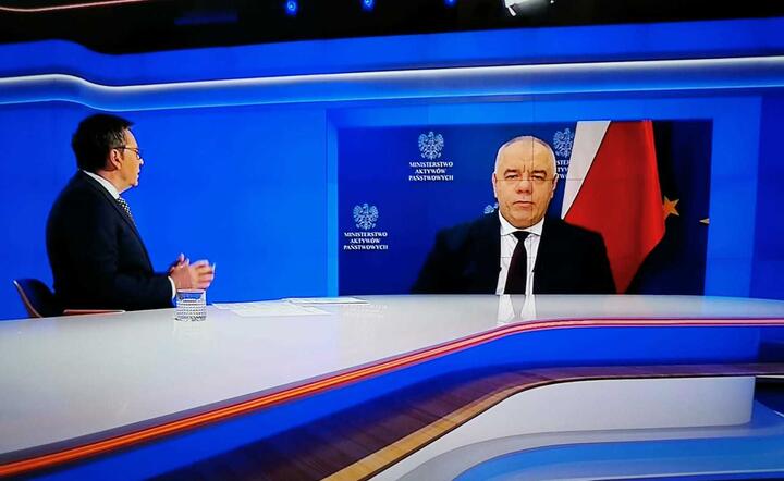Jacek Sasin, Gość Wiadomości TVP1 / autor: Fratria