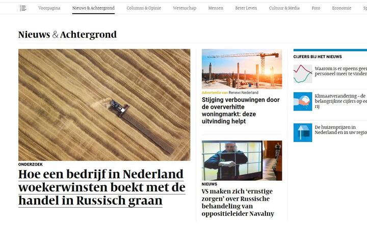 Zrzut strony internetowej 'De Volkskrant' / autor: Fratria