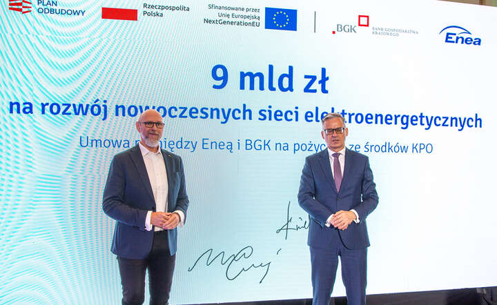 Prezes Enea Grzegorz Kinelski (L) i prezes BGK Mirosław Czekaj (P)  / autor: materiały prasowe Enea