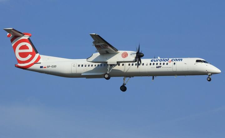 Bombardier Q400 w barwach Eurolot / autor: By Luc Verkuringen - http://www.airliners.net/photo/EuroLOT/De-Havilland-Canada/2178330/L/, CC BY 3.0, https://commons.wikimedia.org/w/index.php?curid=23431928