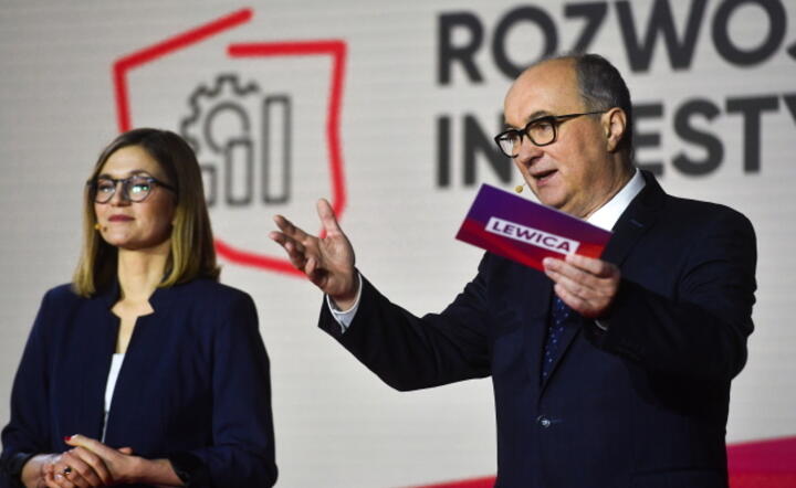 Posłanka Magdalena Biejat i Włodzimierz Czarzasty na konferencji po konwencji programowej Lewicy / autor:  PAP/Piotr Nowak