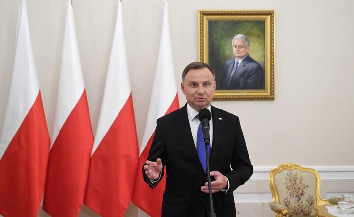 Prezydent Andrzej Duda podczas wypowiedzi dla mediów w Pałacu Prezydenckim w Warszawie, / autor: PAP/Radek Pietruszka