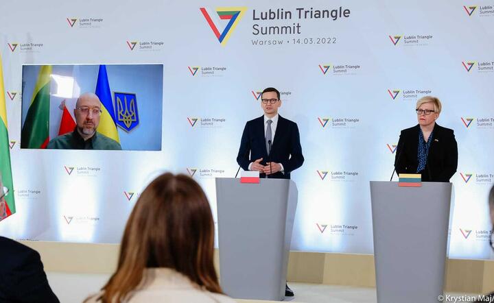 remier Mateusz Morawiecki po spotkaniu szefów rządów państw Trójkąta Lubelskiego / autor: KPRM 