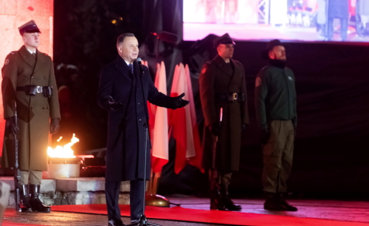 Prezydent RP Andrzej Duda podczas obchodów Narodowego Dnia Zwycięskiego Powstania Wielkopolskiego. / autor: PAP/Jakub Kaczmarczyk