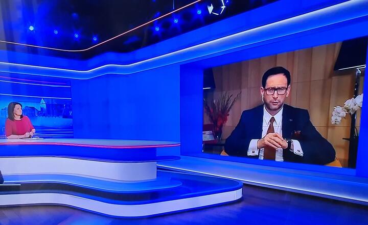 Daniel Obajtek, Gość Wiadomości TVP1 / TVP Info / autor: Fratria