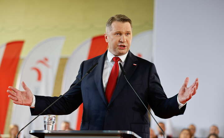 Wiceprezes PiS Przemysław Czarnek podczas otwartego spotkania z mieszkańcami Kalisza / autor: PAP/Tomasz Wojtasik