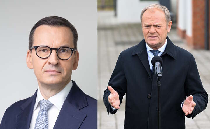 Były premier Mateusz Morawiecki i obecny premier Donald Tusk / autor: Fratria/PAP