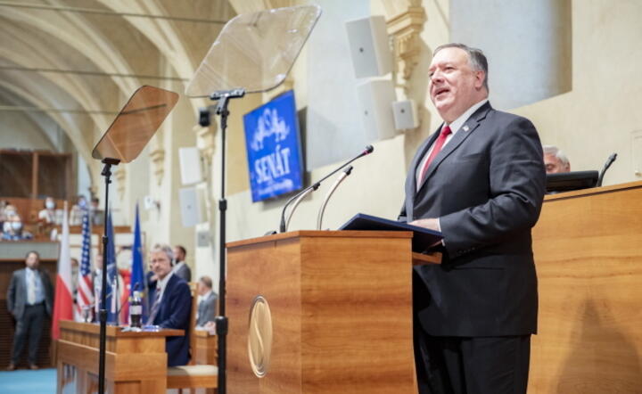 Sekretarz stanu USA Mike Pompeo przemawiał w czeskim Senacie / autor: PAP/EPA/The Senate Chancellery / HANDOUT