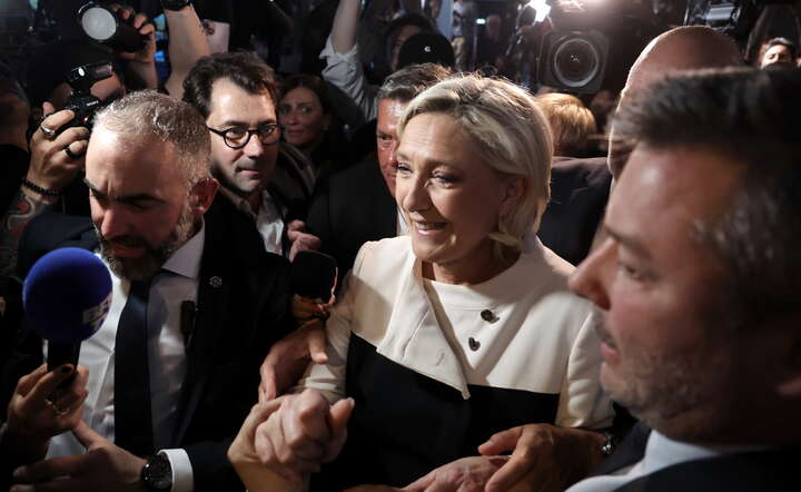 Marine Le Pen po ogłoszeniu sondaży / autor: CHRISTOPHE PETIT TESSON/EPA/PAP