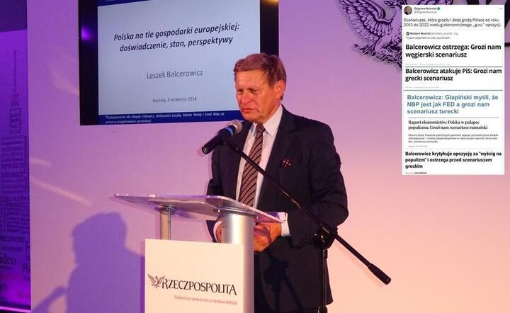 Balcerowicz / autor: Wpis z Twittera / autor: Fratria; Twitter/Zbigniew Kuźmiuk (screenshot)