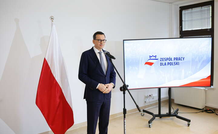  Wiceprezes PiS Mateusz Morawiecki podczas konferencji "Zespołu Pracy dla Polski" na temat ETS2 / autor: PAP/Jarek Praszkiewicz