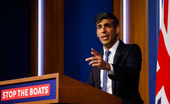 Premier Wielkiej Brytanii Rishi Sunak / autor: PAP/EPA/JASON ALDEN / POOL