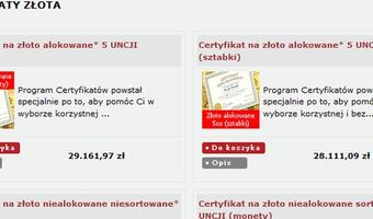 Sprzedawcy złota proszą KNF o zbadanie działań konkurencji